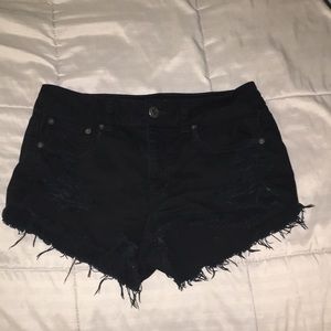 American Eagle black distressed shorts